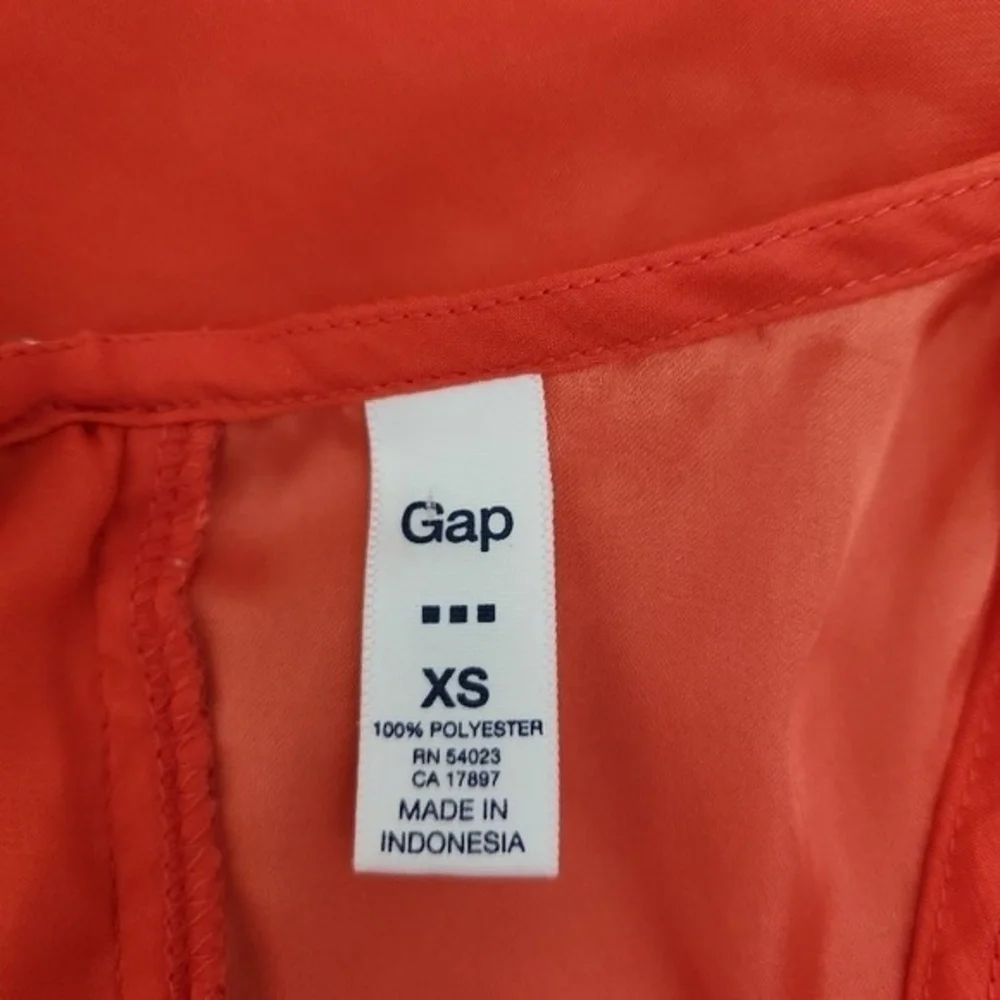 Gap Blouse Womens Size XS Orange Multi-Color Abstract Print‎ Square Neck Vibrant